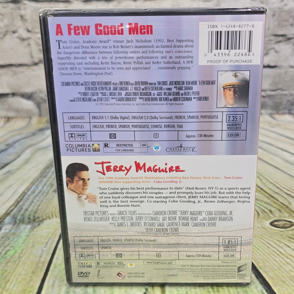 Sony A Few Good Men Jerry Maguire DVD Double Feature Tom Cruise Drama New Sealed - Picture 2 of 3